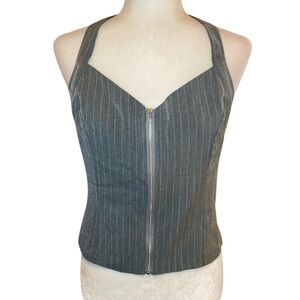 Fashion Nova Charcoal Pinstripe Top